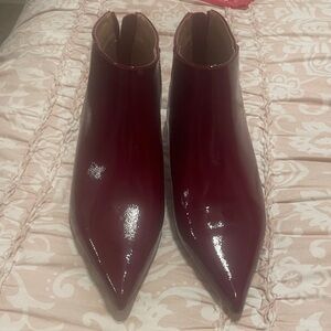 Steve Madden Women's Pointed-Toe Patent Ankle Boots - Burgundy